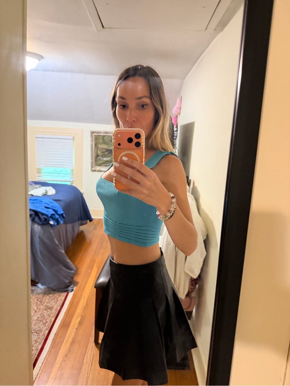 Blue Sleeveless Crop Top - Women's Fitted Tank